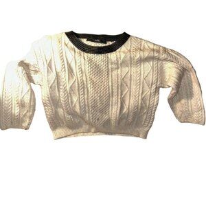 Cut25 Barneys Irish Fishermans knit Cable leather collar 100% WOOL sweat…